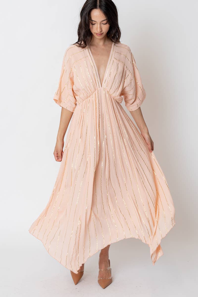 striped sequin midi dress Striped Sequin Midi Dress L