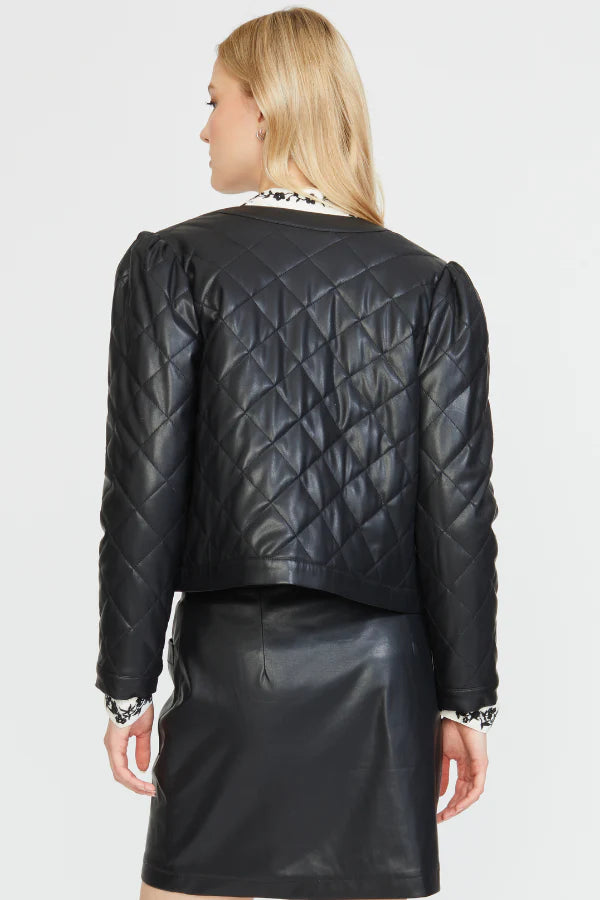 【SATIIIZ】Lav Vegan Leather Quilted Jacket VEGAN LEATHER QUILTED JACKET BLACK – Miss Scarlett Boutique
