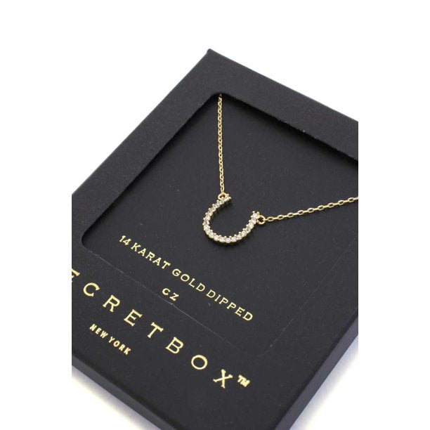 Secret Box Horseshoe Necklace Gold Or White Gold Miss Scarlett