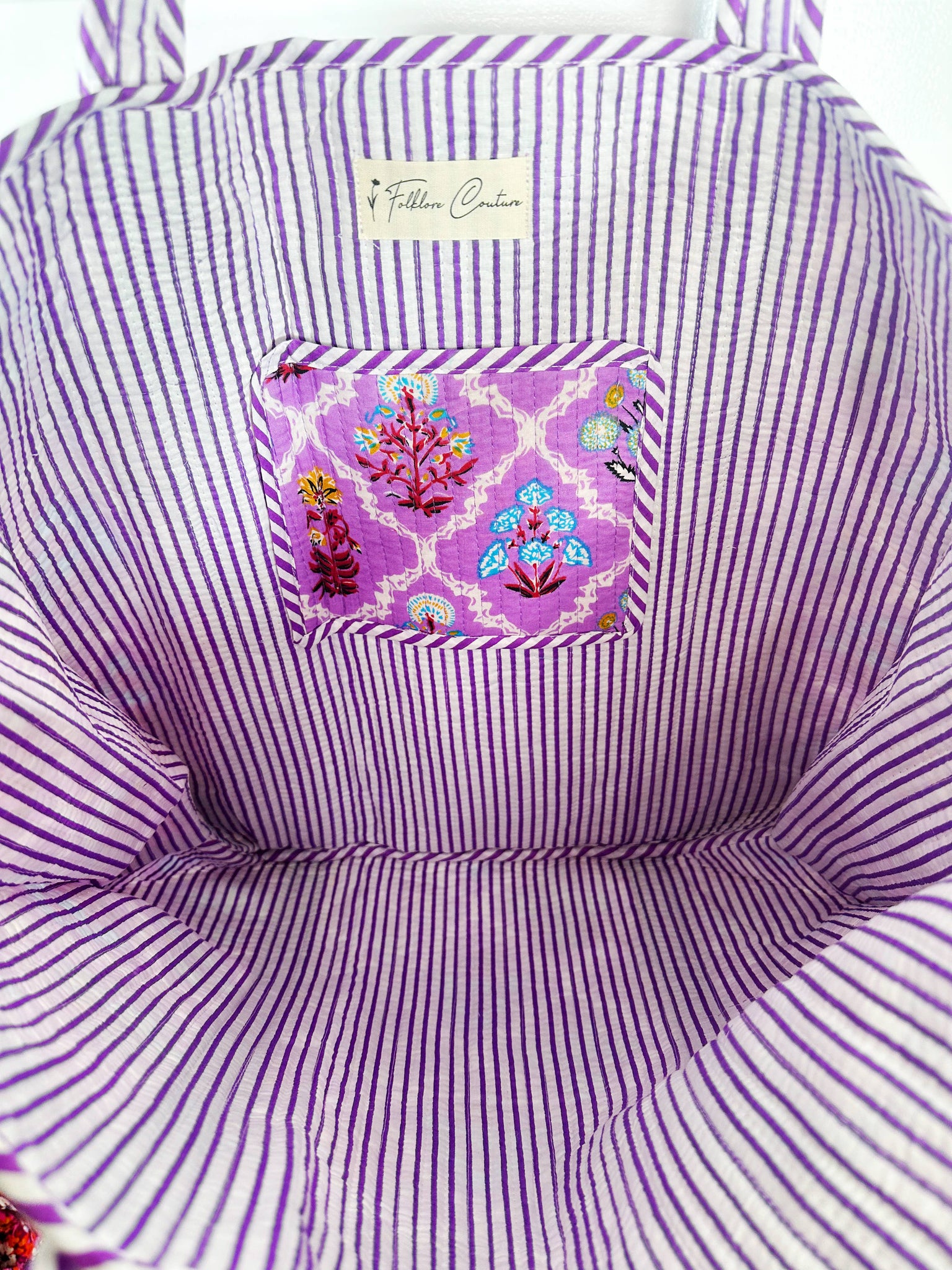 Purple Wildflowers Quilted Tote Bag
