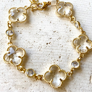 Crystal Clover Quatrefoil Bracelet 