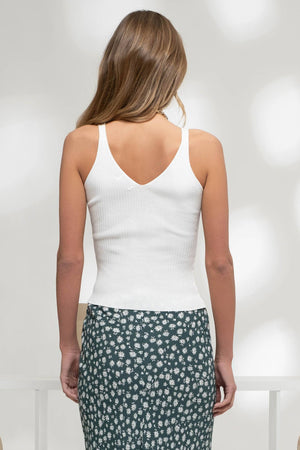 VNeck Knit Cami - Tan & Ivory