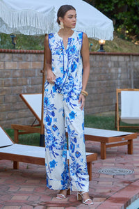 Floral Printed Crushed Satin Pants