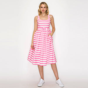 Pretty in Pink Stripe Midi Dress