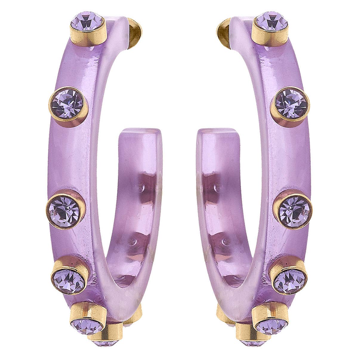 Canvas Style - Renee Resin and Rhinestone Hoop Earrings: Bubble Gum
