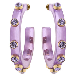 Canvas Style - Renee Resin and Rhinestone Hoop Earrings: Bubble Gum