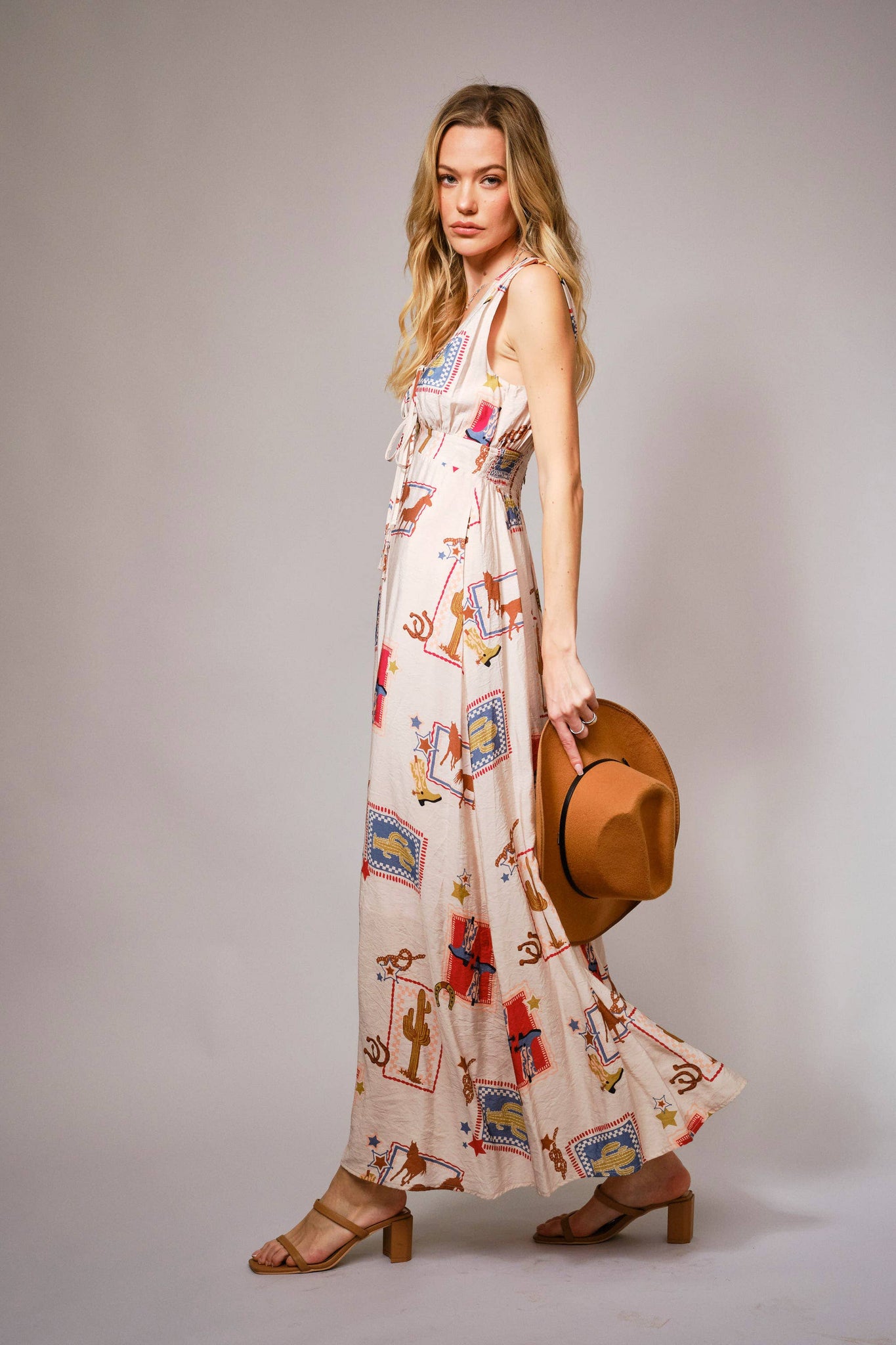 Western Motif Maxi Dress