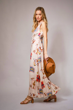 Western Motif Maxi Dress