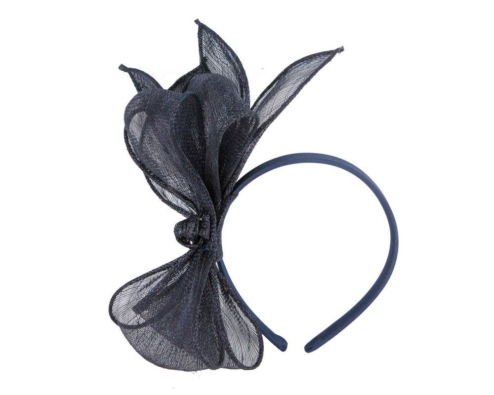 Sinamay bow fascinator - Navy