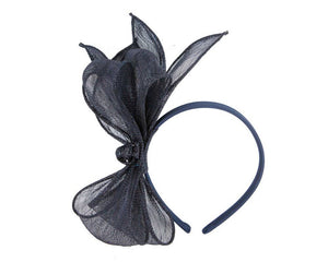 Sinamay bow fascinator - Navy