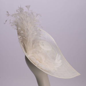 Sinamay Base With Flowers Feathers On The Brim - Red