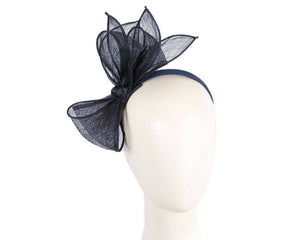 Sinamay bow fascinator - Navy