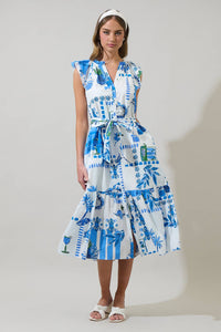 Sosy Postcard Charlotte Button Midi Dress