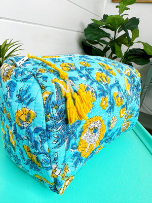 Quilted Makeup Bags | Cosmetic Toiletry Bag | Floral Print