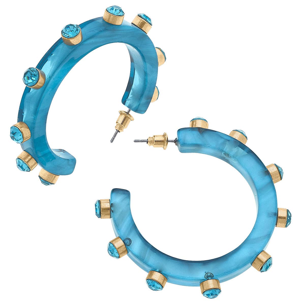 Canvas Style - Renee Resin and Rhinestone Hoop Earrings: Bubble Gum