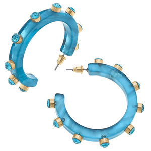 Canvas Style - Renee Resin and Rhinestone Hoop Earrings: Bubble Gum