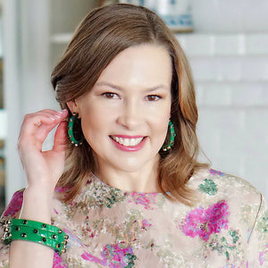 Canvas Style - Renee Resin and Rhinestone Hoop Earrings: Bubble Gum