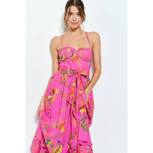 Embroidered Bustier Midi Dress