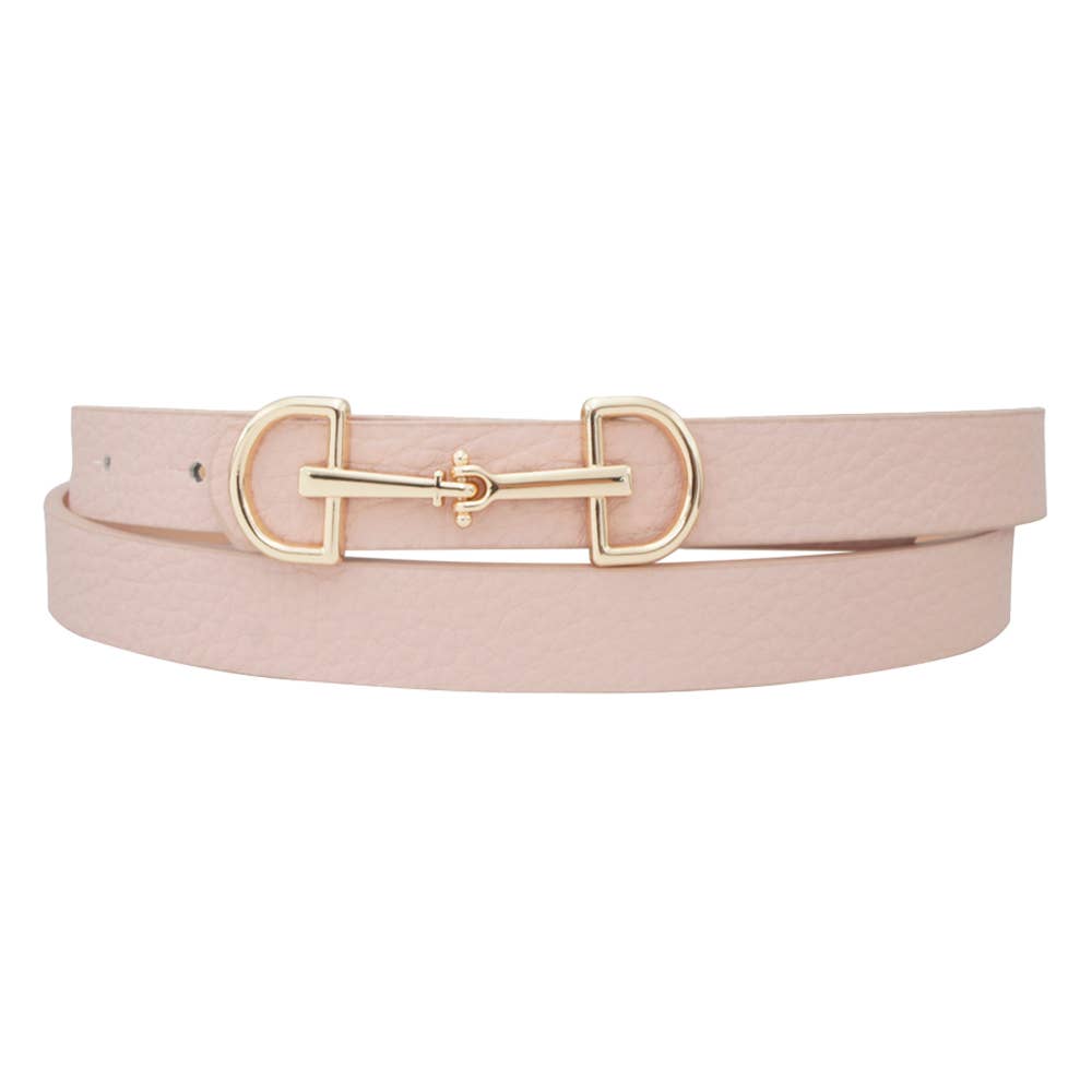 Horsebit Buckle Skinny Belt