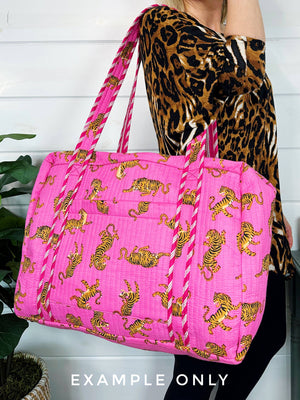 Orange and Pink Quilted Tiger Duffle Bag