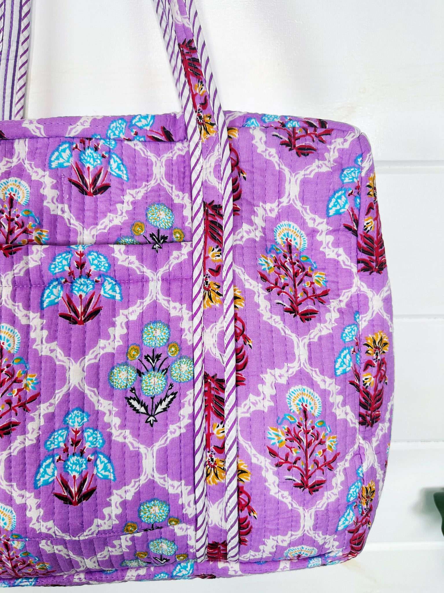Purple Wildflowers Quilted Duffle Bag