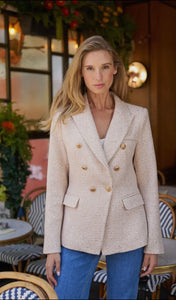 Tweed Sequin Double-Breasted Blazer Jacket
