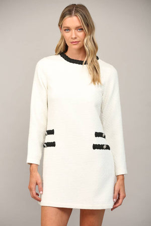 Braided Trim Tweed Dress