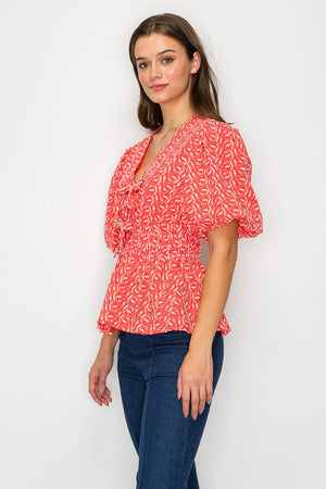 Coral Cotton Embroidery Top