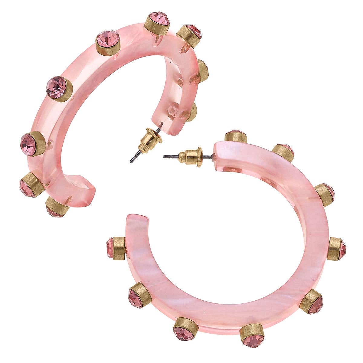 Canvas Style - Renee Resin and Rhinestone Hoop Earrings: Bubble Gum