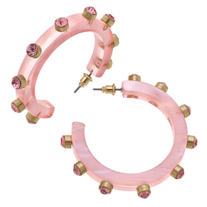 Canvas Style - Renee Resin and Rhinestone Hoop Earrings: Bubble Gum