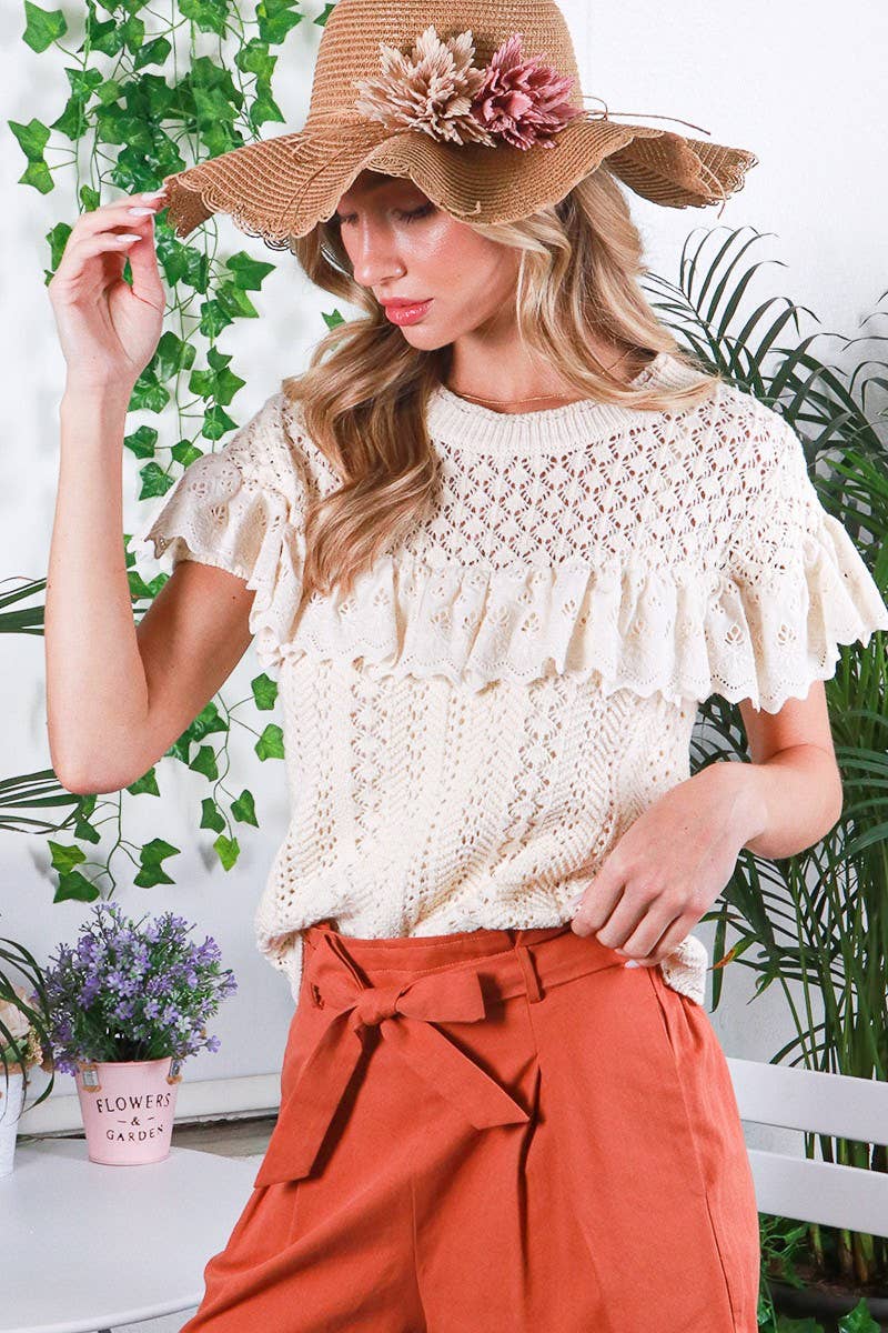 Eyelet Crochet Sweater Top