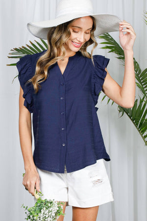 Double Flutter Sleeve Blouse