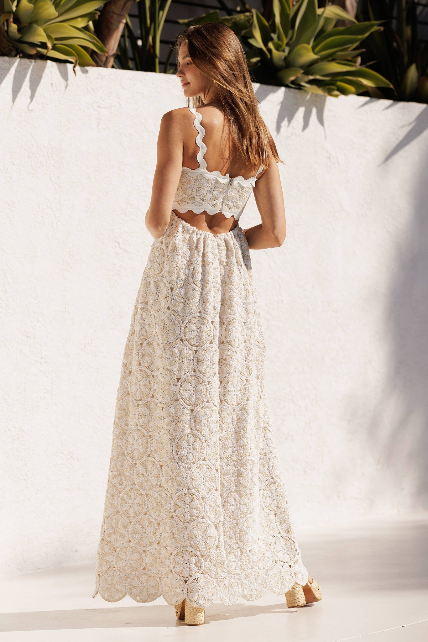 Scallop Tank Crochet Maxi Dress