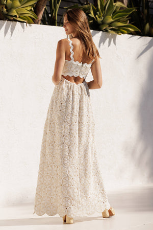 Scallop Tank Crochet Maxi Dress