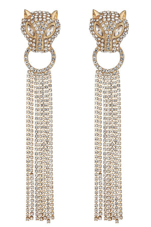 Eye Candy Los Angeles - Jaguar Fringe Drop Earrings