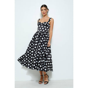 Polka Dot Bustier Midi Dress