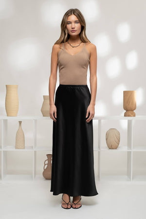 VNeck Knit Cami - Tan & Ivory