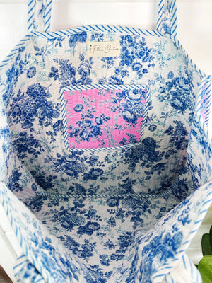 Cottage Floral Quilted Tote Bag