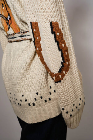 Horse Belted Cardigan Sweater