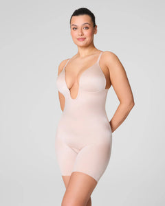 SPANXshape™ Plunge Low-Back Mid-Thigh Bodysuit Beige