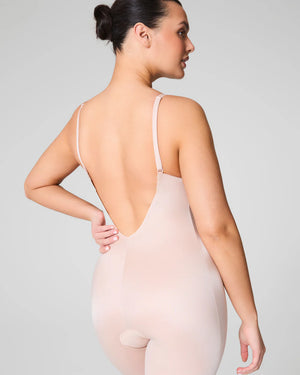 SPANXshape™ Plunge Low-Back Mid-Thigh Bodysuit Beige