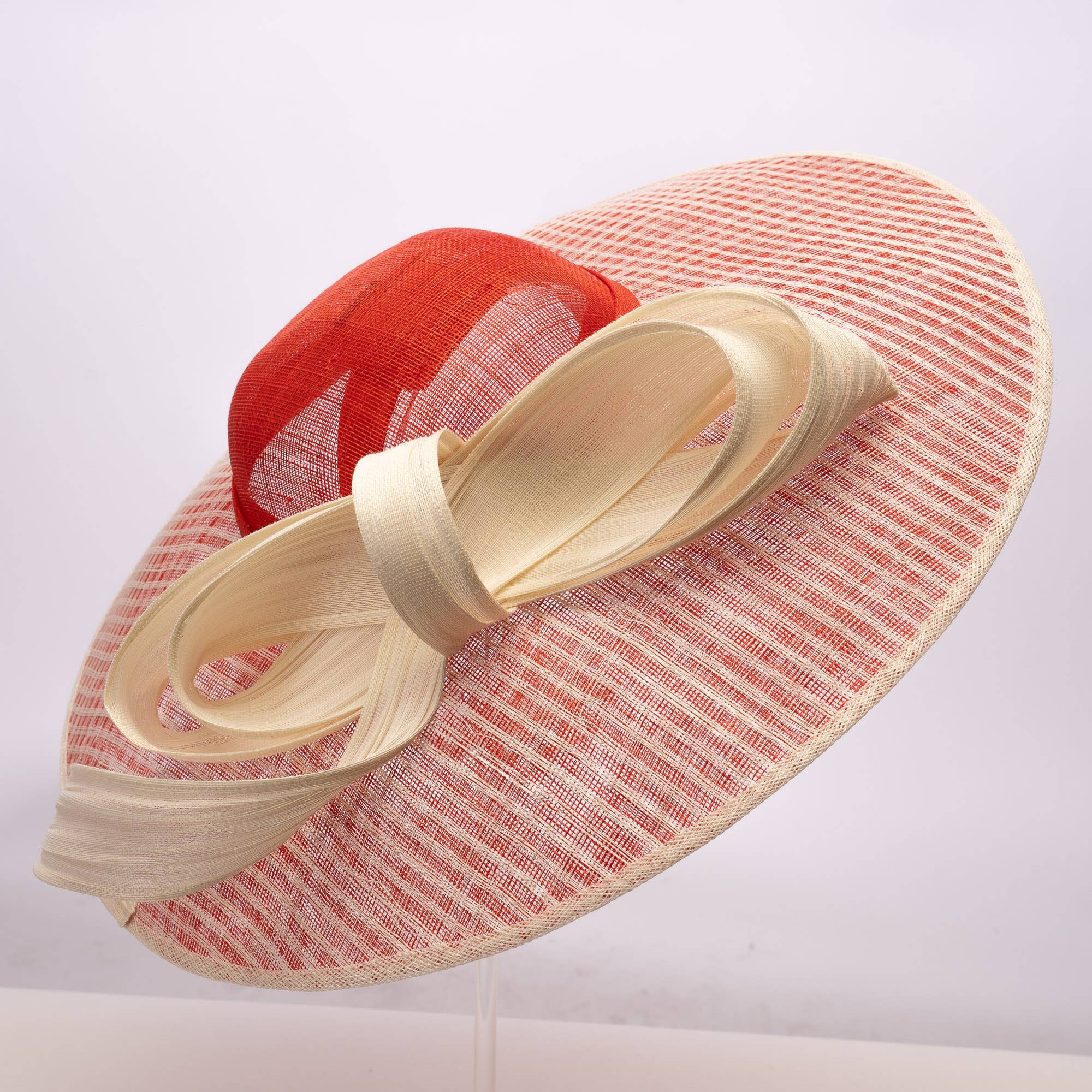 Dual Color Sinamay Base With Jinsin Buntal Bow