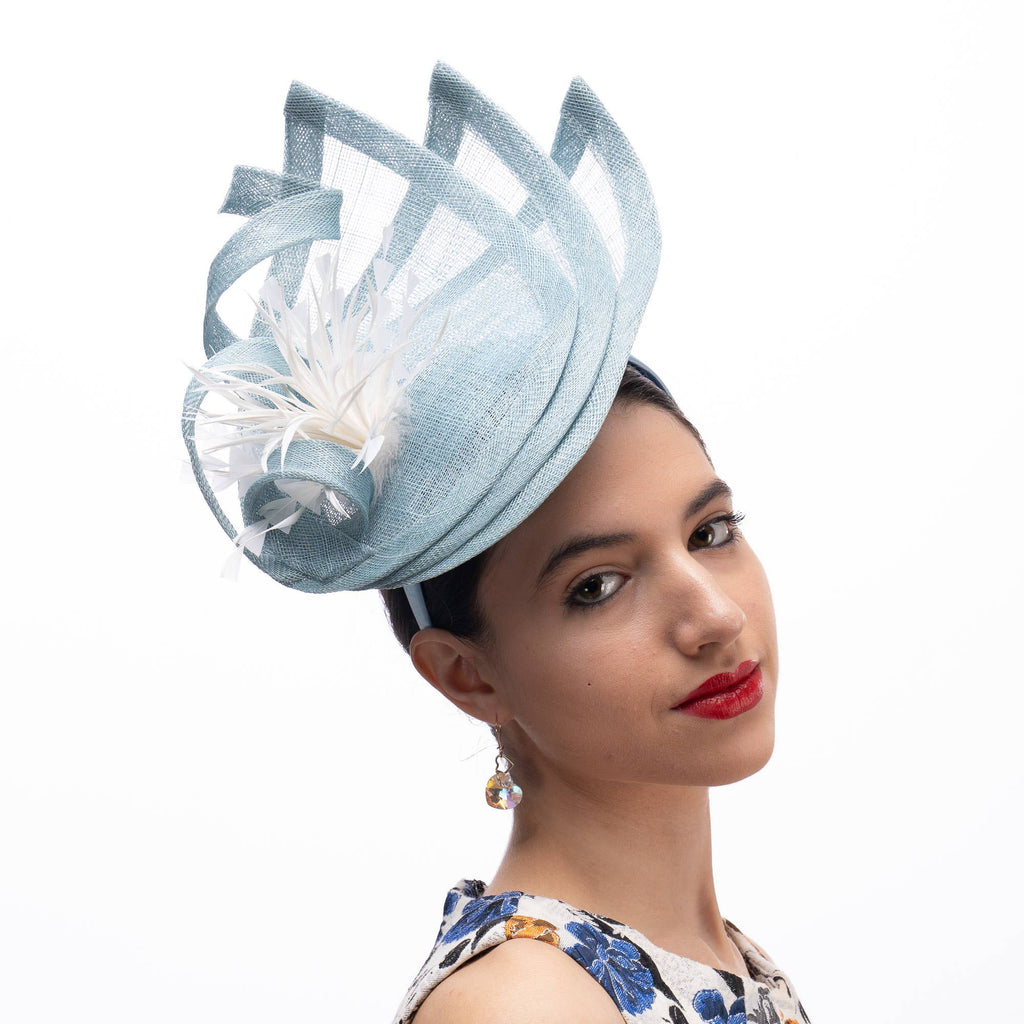 Tear Drop Cut Sinamay Feather Fascinator - 2 colors