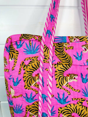 Pink Tiger Quilted Duffle Bag