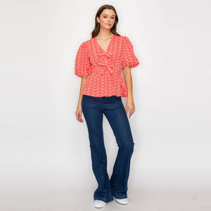 Coral Cotton Embroidery Top