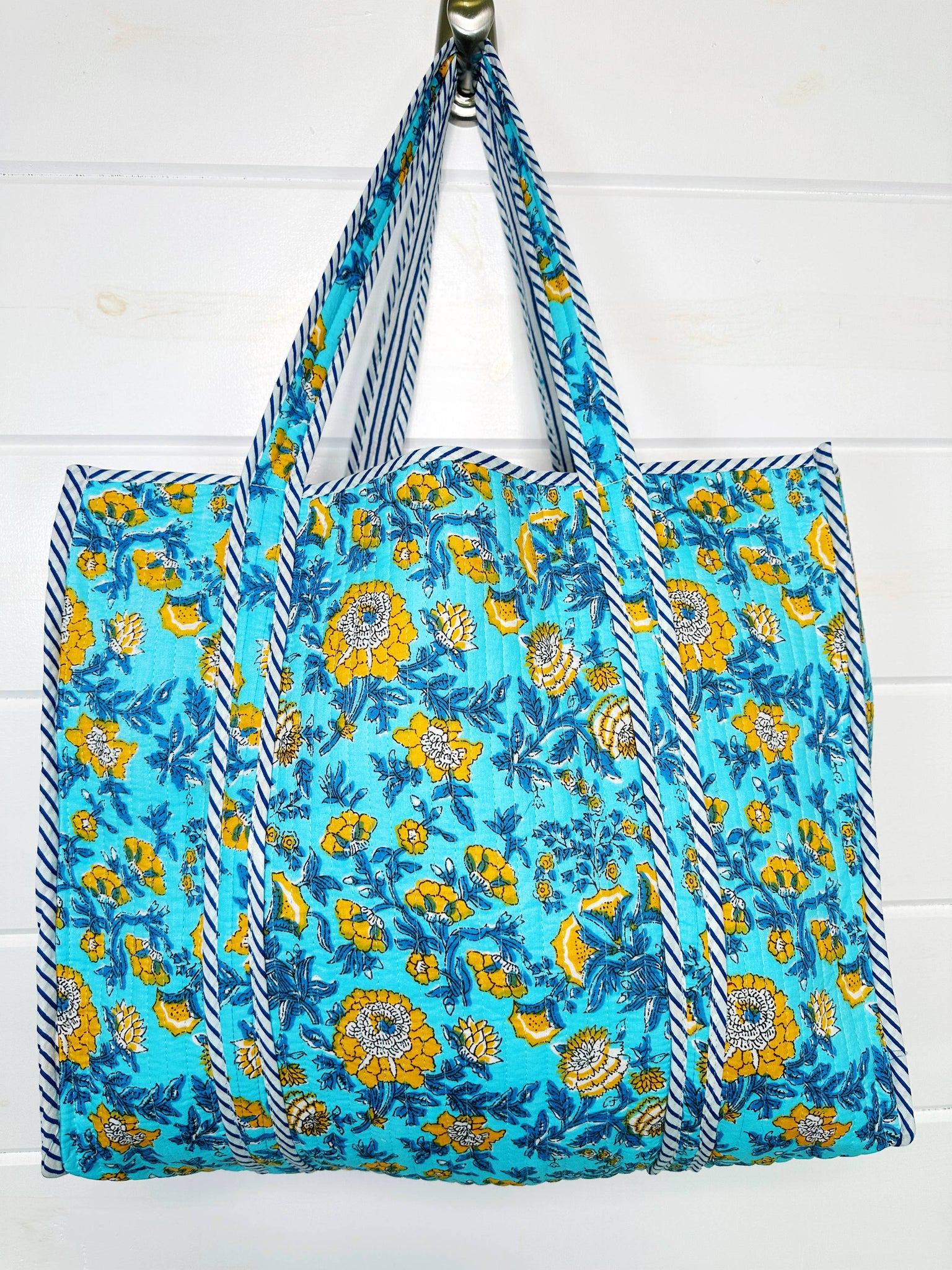 Cotton Quilted Tote Bag | Large Shopping Tote Bags | Floral