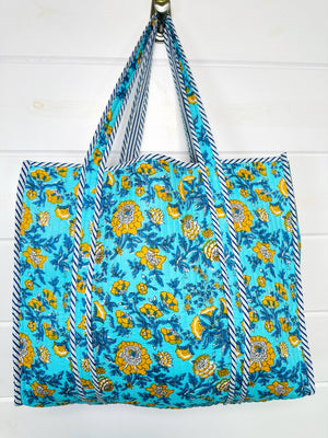 Cotton Quilted Tote Bag | Large Shopping Tote Bags | Floral