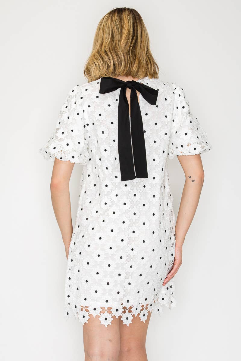 Daisy Polka Dot Lace Mini Dress