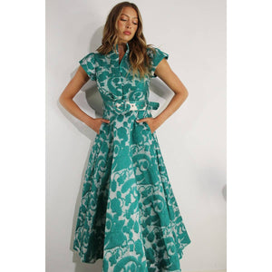 Embossed Print Midi Dress