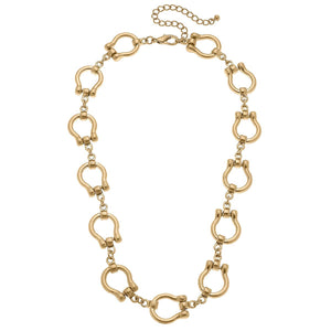 Canvas Style - Trigger Horsebit Linked Necklace in Worn Gold